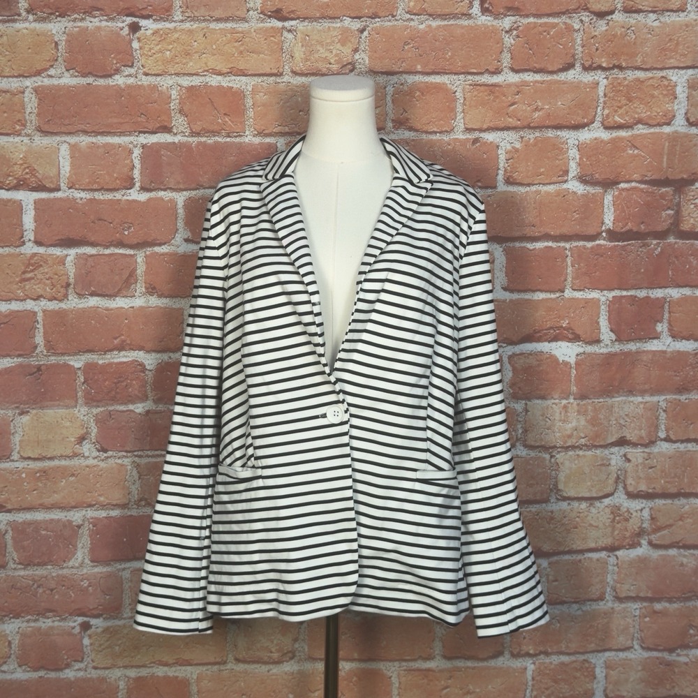 Philosophy Republic Clothing Black White Striped Blazer Jacket Women's Size XL